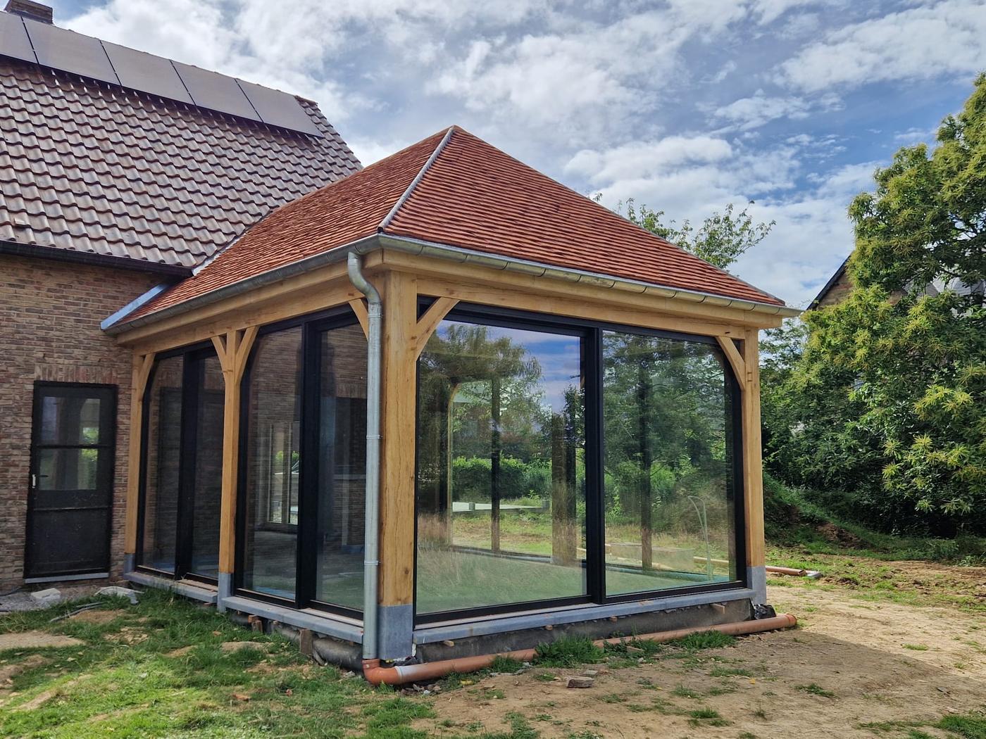 Annexe à croupes et carport en chêne — La Bruyère — étape 2