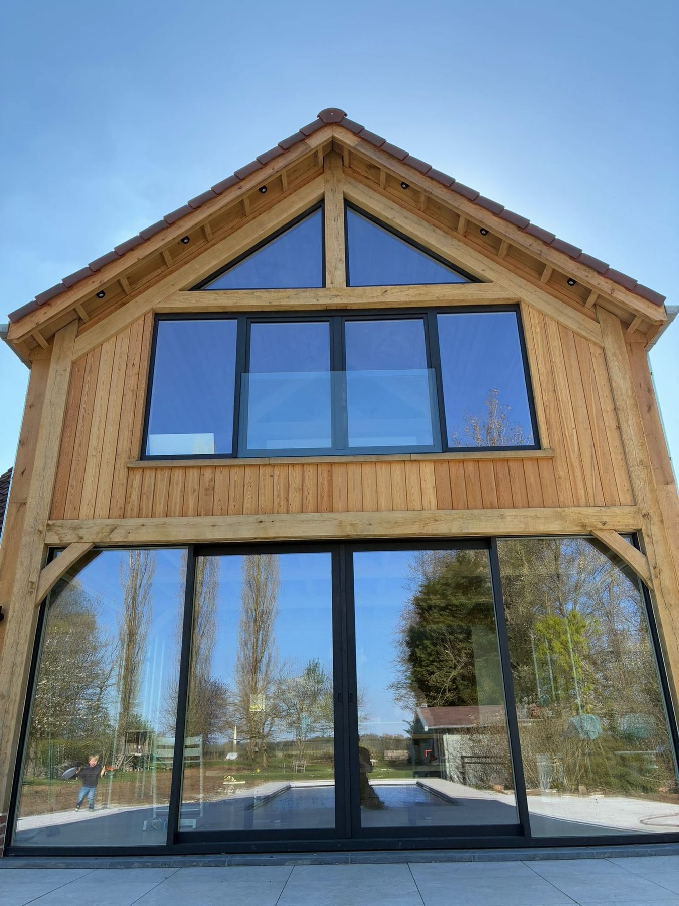 Annexe en chêne aux pignons vitrés — Brabant wallon