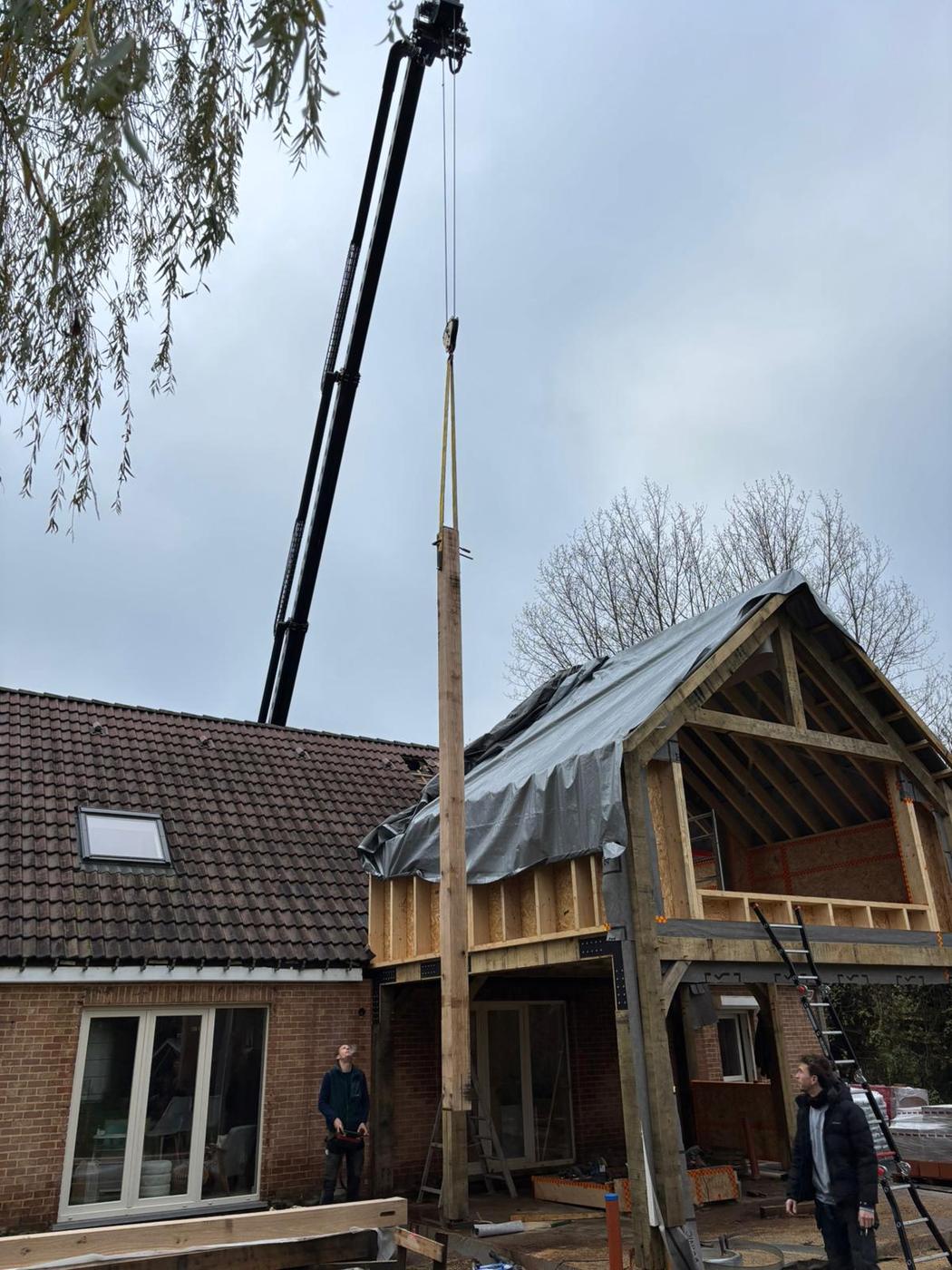 Annexe en chêne aux pignons vitrés — Brabant wallon — étape 1