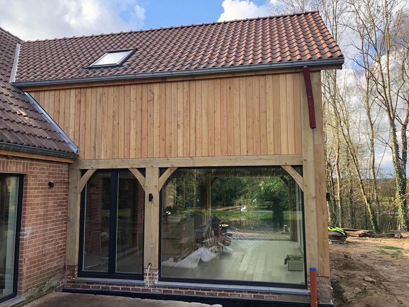 Annexe en chêne aux pignons vitrés — Brabant wallon — étape 3