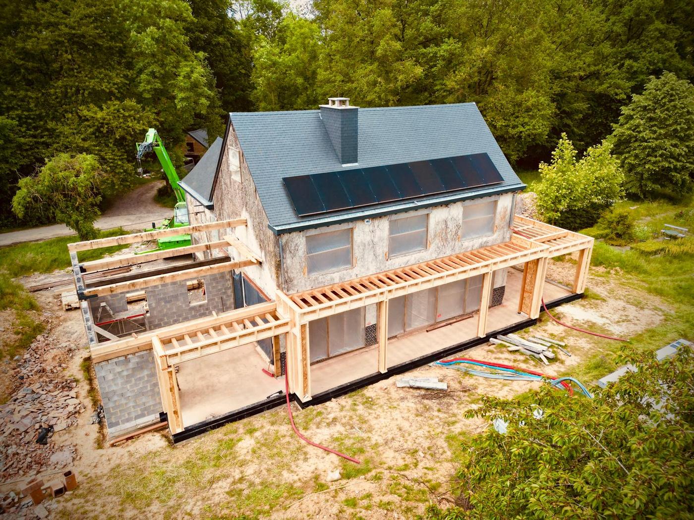 Annexe en chêne à terrasse d’étage — Ciney — étape 1