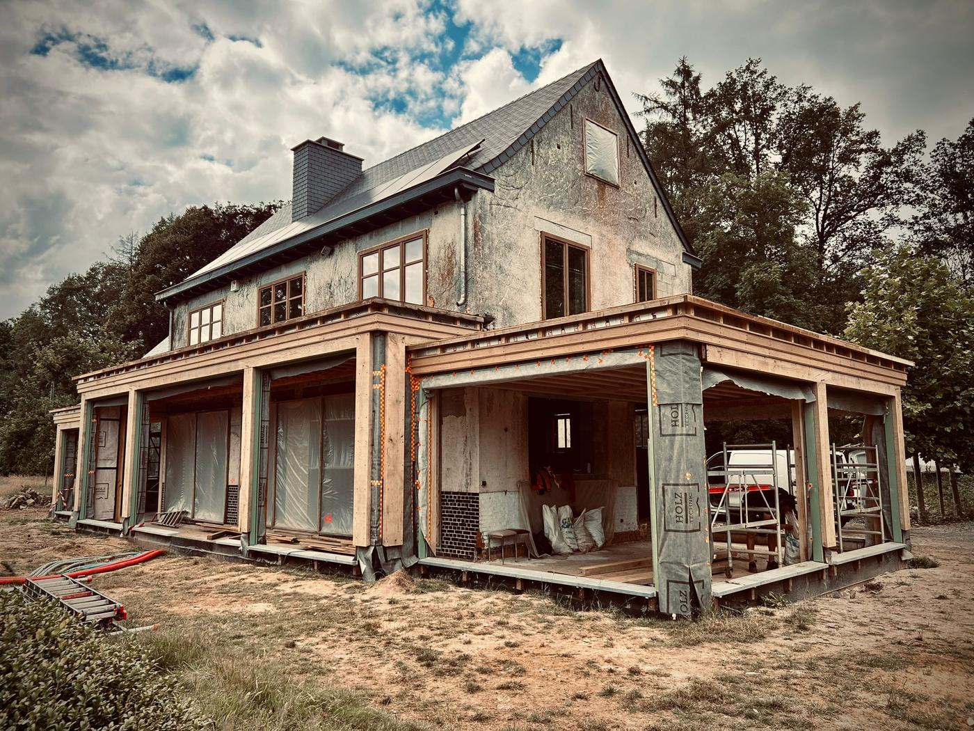 Annexe en chêne à terrasse d’étage — Ciney — étape 2