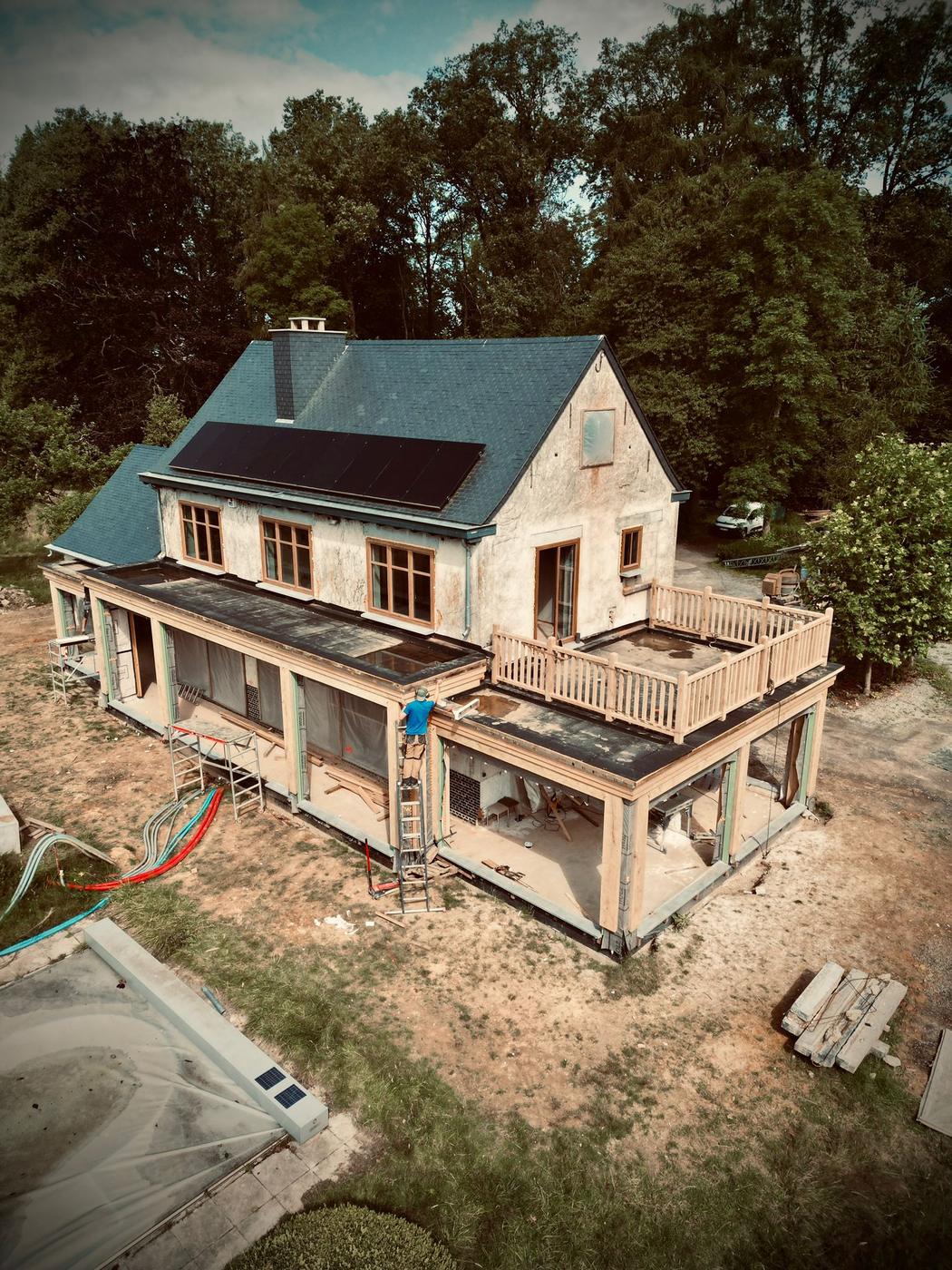 Annexe en chêne à terrasse d’étage — Ciney — étape 2