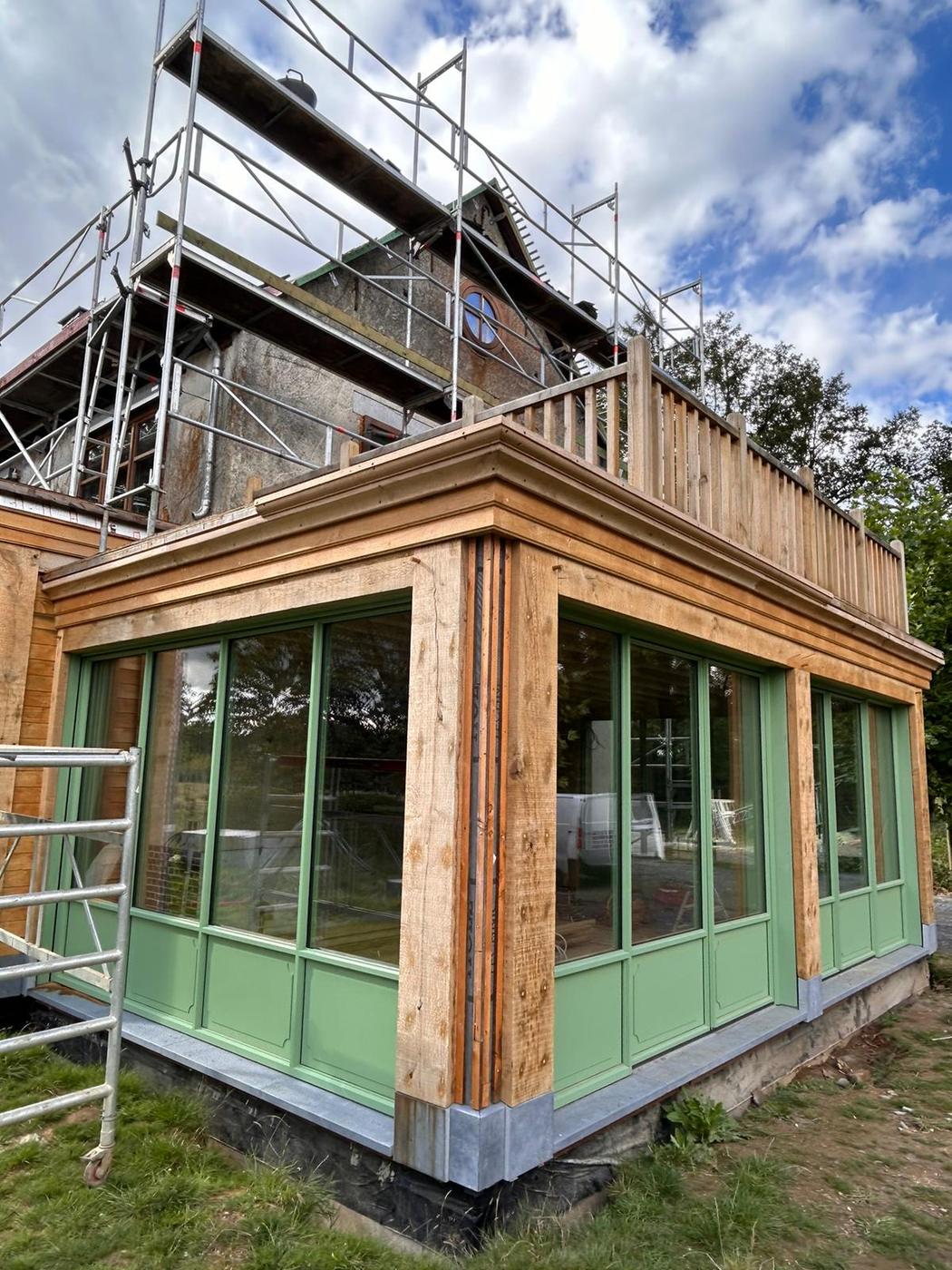 Annexe en chêne à terrasse d’étage — Ciney — étape 4