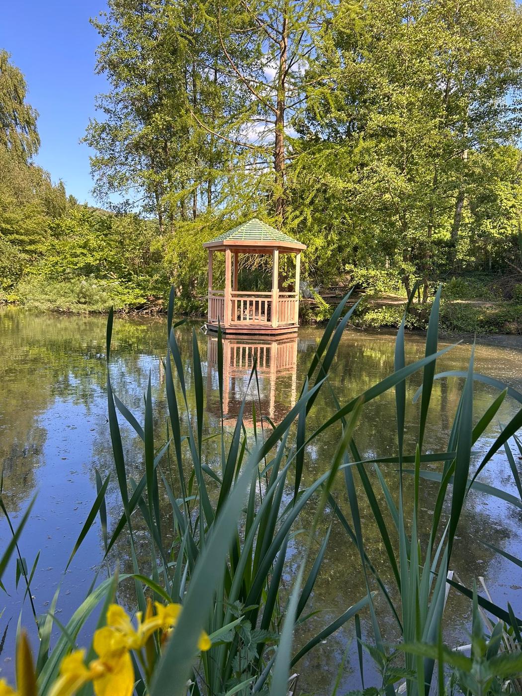 Kiosque et ponton sur l’étang d’Aquatic Design — Wavre