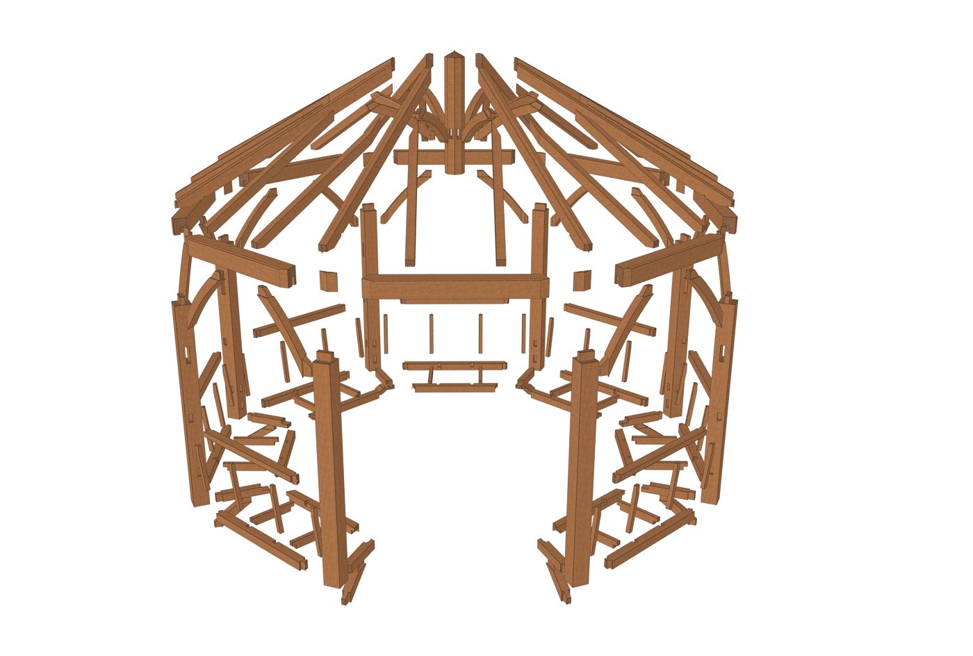 Dessin du bureau d'étude — Kiosque octogonal de Schola Nova — Incourt