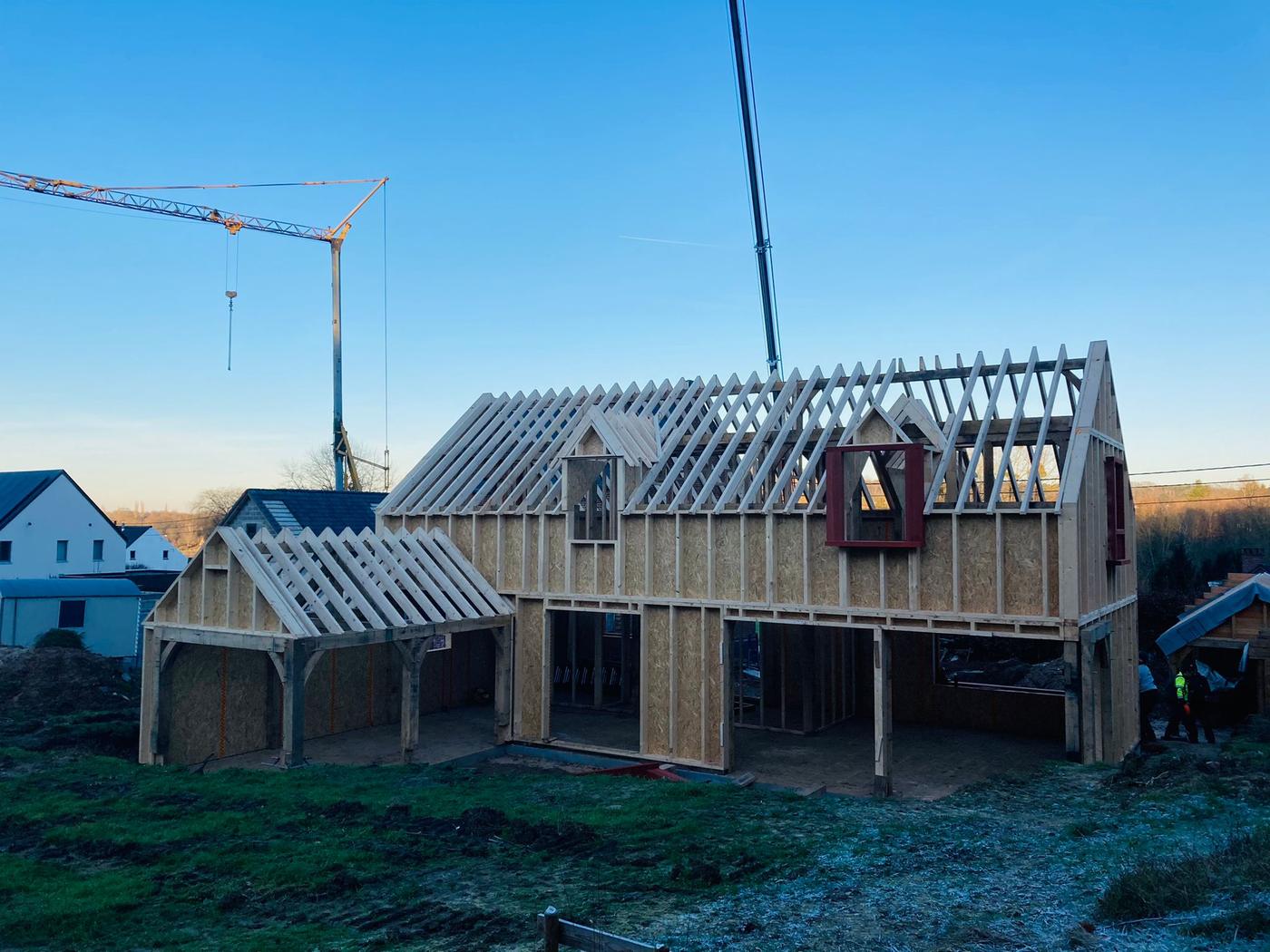 Maison à ossature bois et charpente de chêne — Grez-Doiceau — étape 2