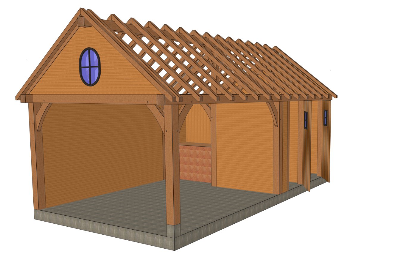 Dessin du bureau d'étude — Pool-house en chêne à oculus — Lasne