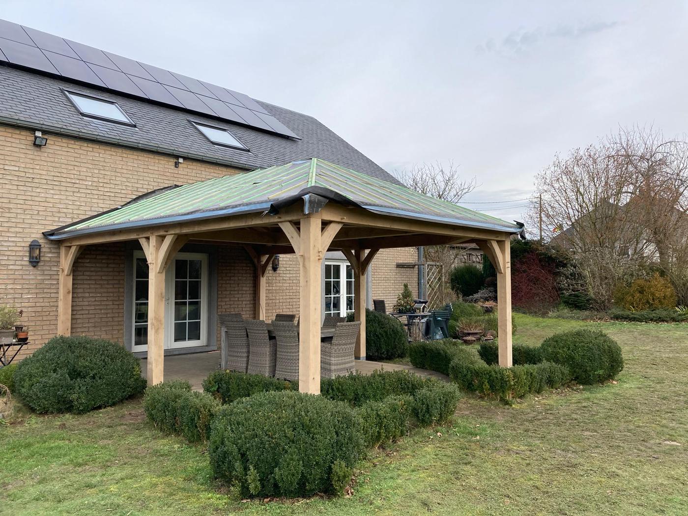 Terrasse couverte en chêne à trois versants — Jemeppe-sur-Sambre — étape 1
