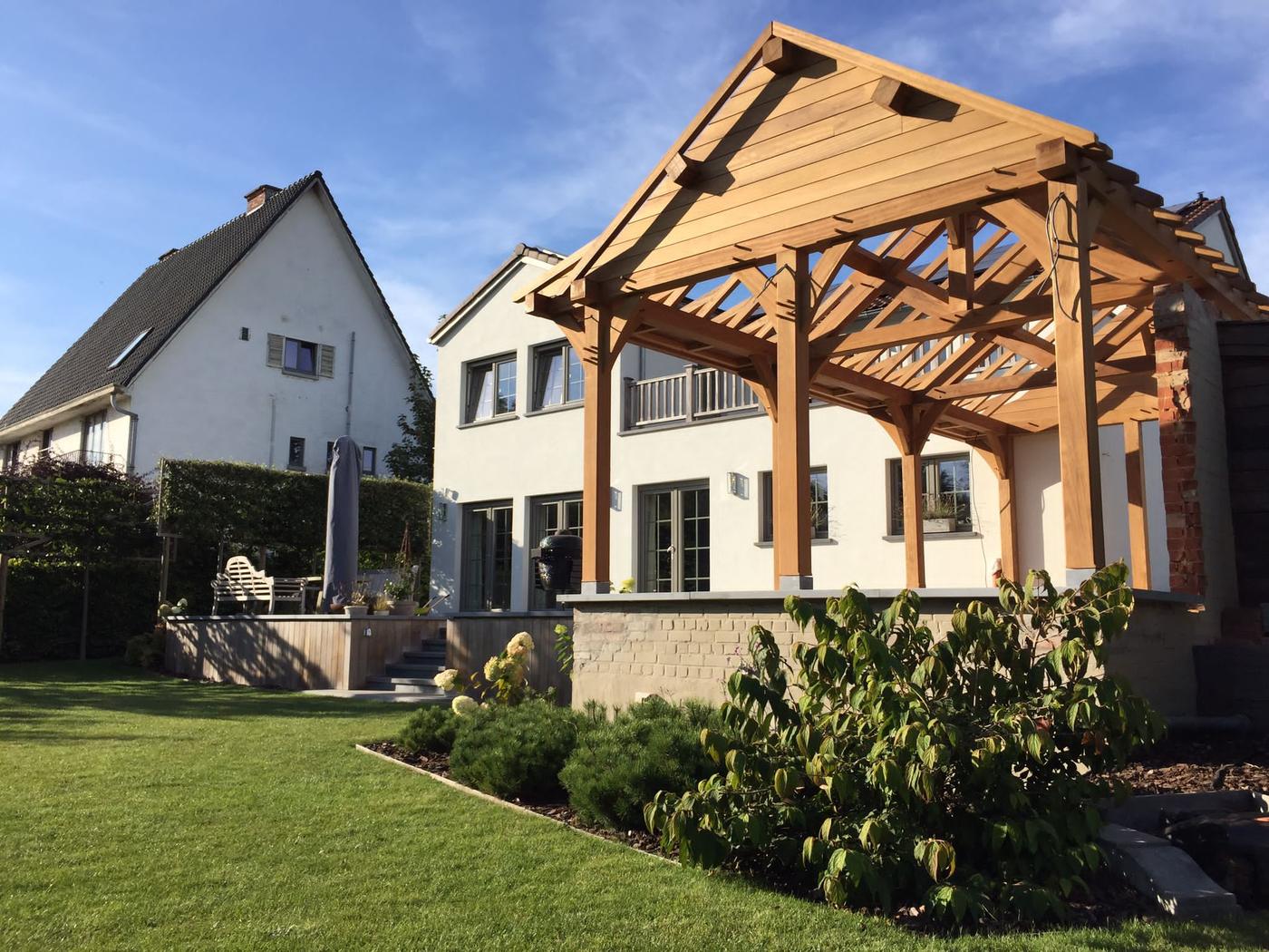 Terrasse couverte en iroko — Mons — étape 1