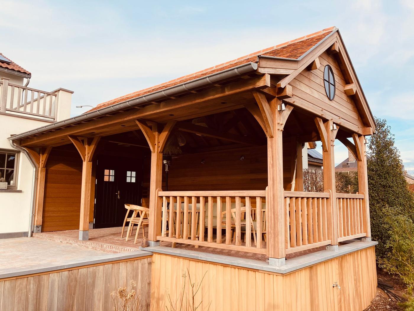 Terrasse couverte en iroko — Mons — étape 4