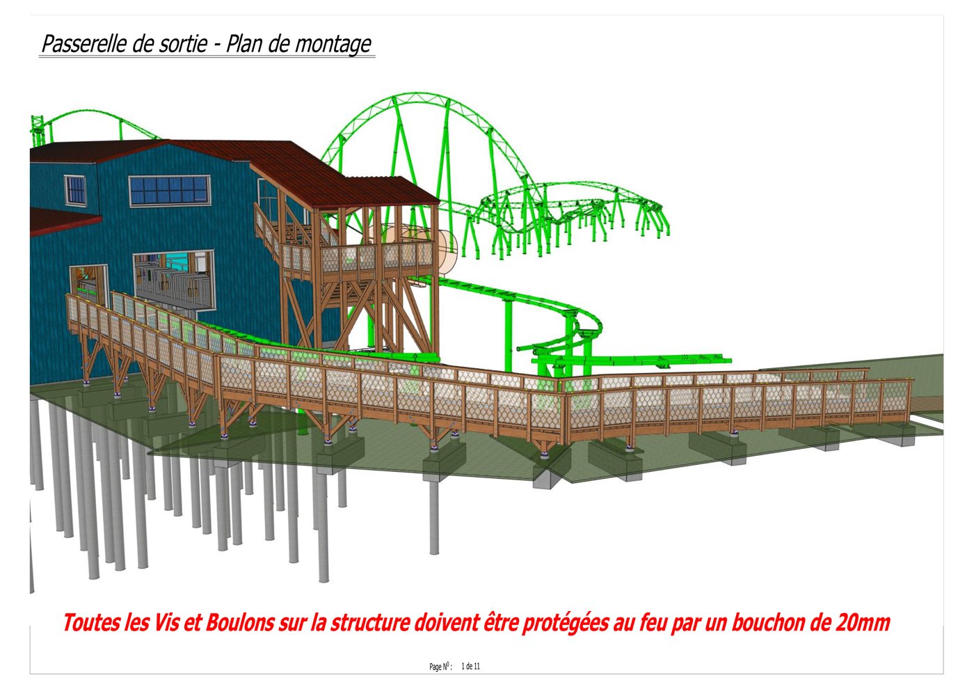 Dessin du bureau d'étude — Structures monumentales — Walibi