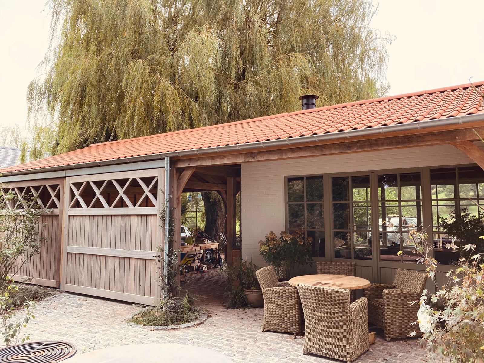 Carport et portails en chêne, Silly